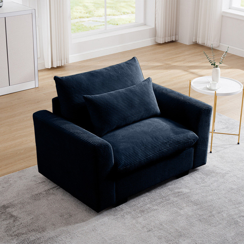 Canapé rembourré Comfy, Velours côtelé bleu