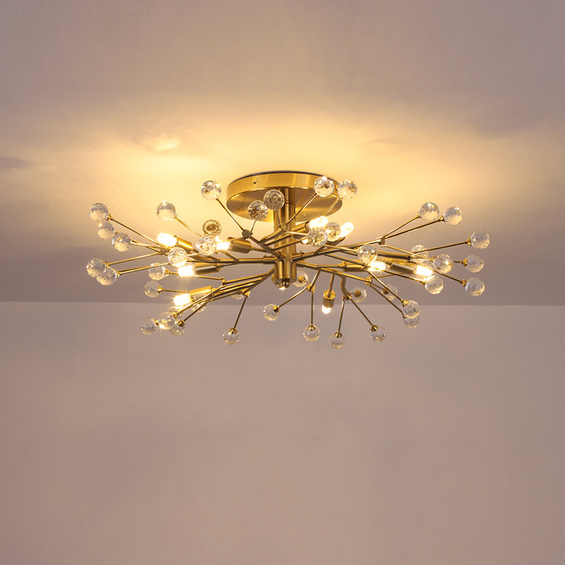 Plafonnier semi-encastré en cristal 10 branches Vintage