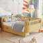 Lit plateforme pour enfants en bois avec rails de sécurité et tiroirs de rangement