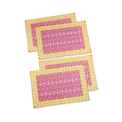 Orchid Luxe Block Print Cotton Placemats