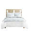 Housse de couette 100% coton pour lit double / grand lit - broderie bleu foncé et dollar sable sur fond blanc, fermeture à boutons, 4 attaches, 2 taies décoratives, coton blanc à contexture de 200 fils, broderie, boutonné-130164744