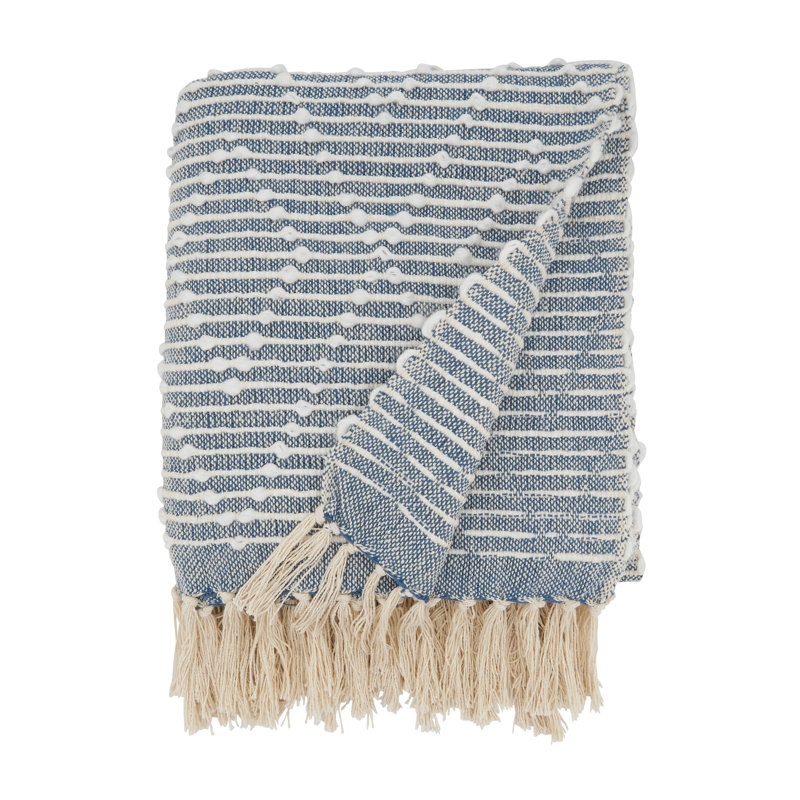 Sevan Collection Hand Woven Throw Blanket, Navy Blue