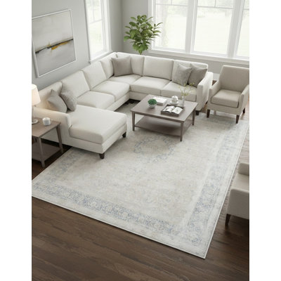 Tapis unique beige de 9 pi 7 po x 13 pi 2 po Juli