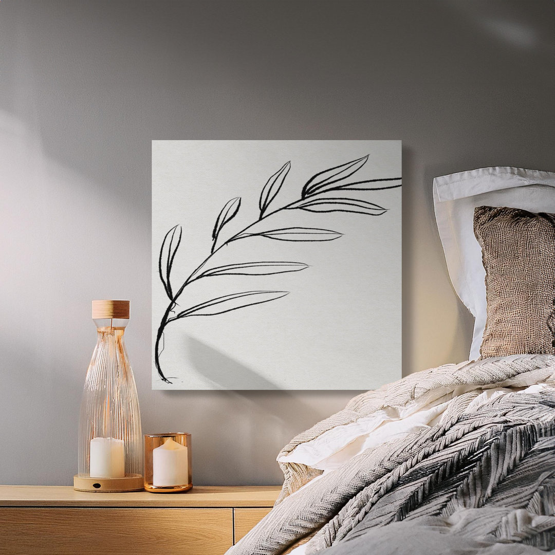 Minimalist Botanical Canvas Wall Art, Leaf Line Art Print, Gallery Wrapped, Ready to Hang, Modern Home Decor, Archival Inks, Statement Piece