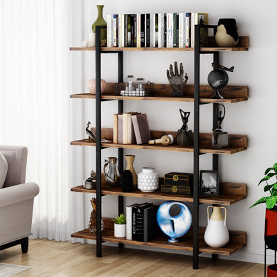 Bookshelf Bookcase Storage Rack Standing Shelf 5-Tier Industrial Bookcase Honesdale