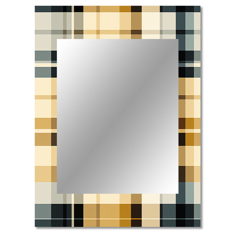 Noir et crème à carreaux sophistiqués - miroir mural unique à carreaux, miroir scandinave, impression d'art en métal