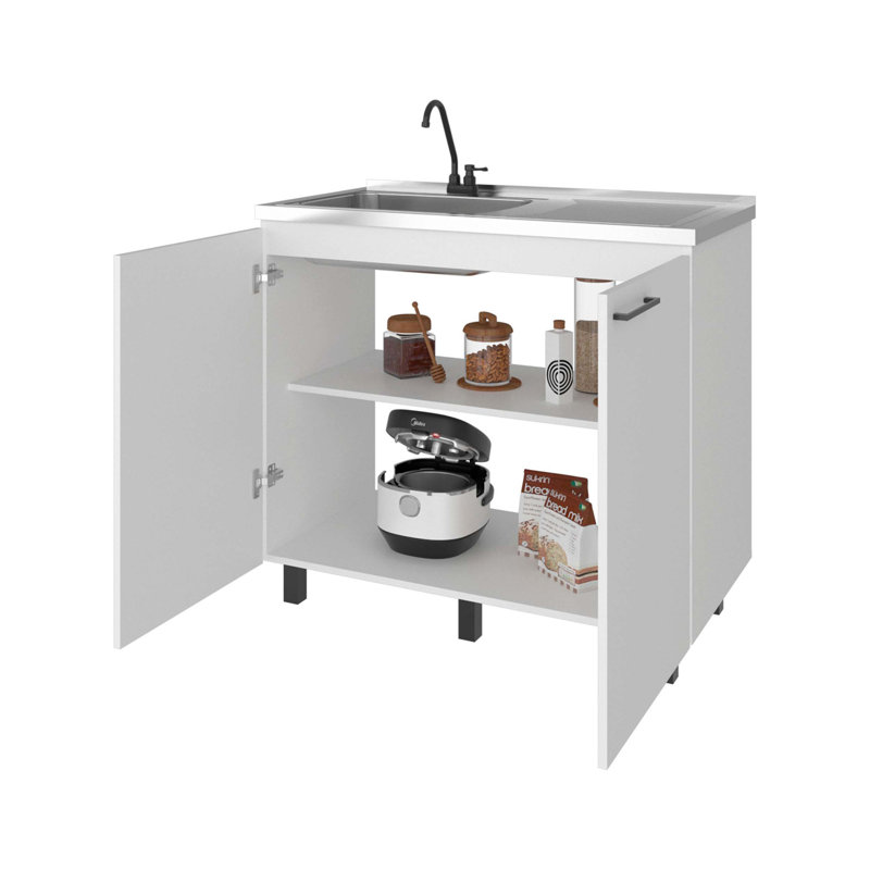 Armoire blanche avec 2 portes et 3 tablettes