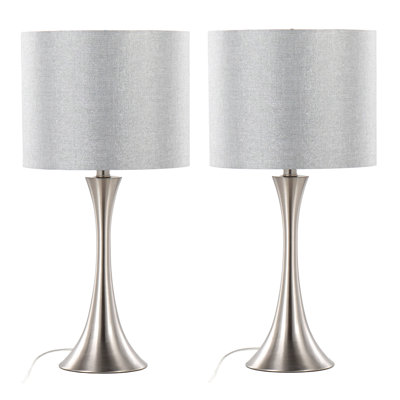 Lenuxe 24" Contemporary Metal Table Lamp In Brushed Nickel With Silver Metallic Threading From Grandview Gallery - Set Of 2