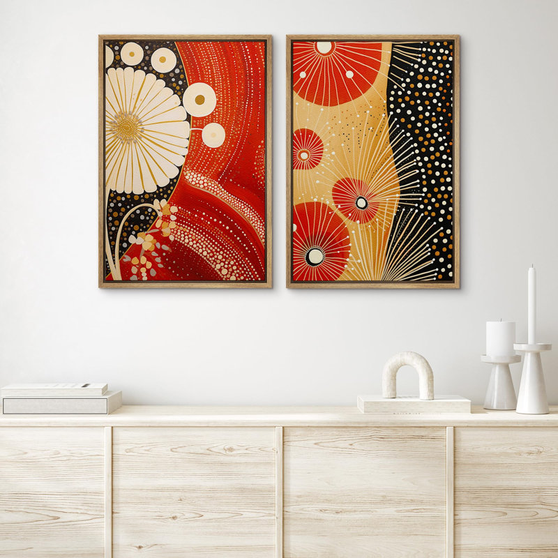 2 pièces, art japonais inspiré du kimono, H 36 po x l 24 po, Naturel