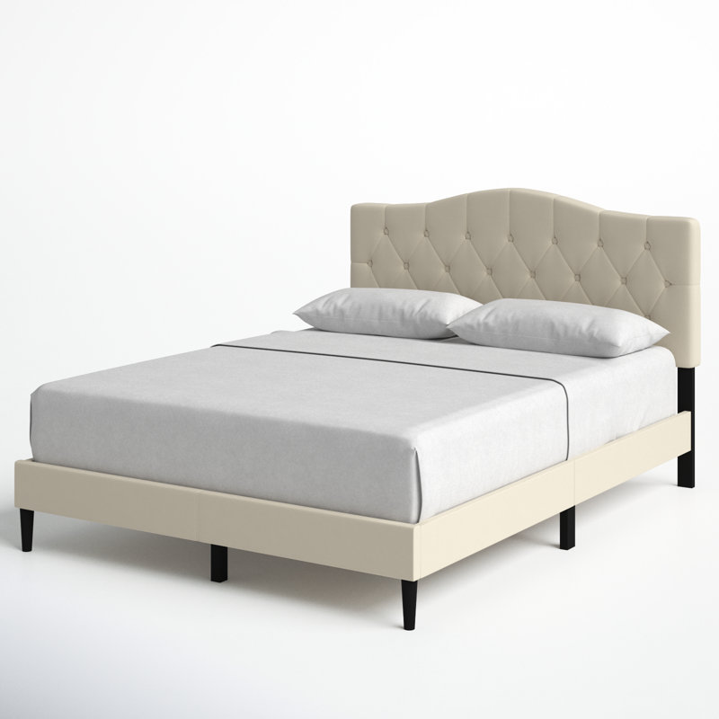 Arnette Upholstered Platform Bed, Queen, Beige