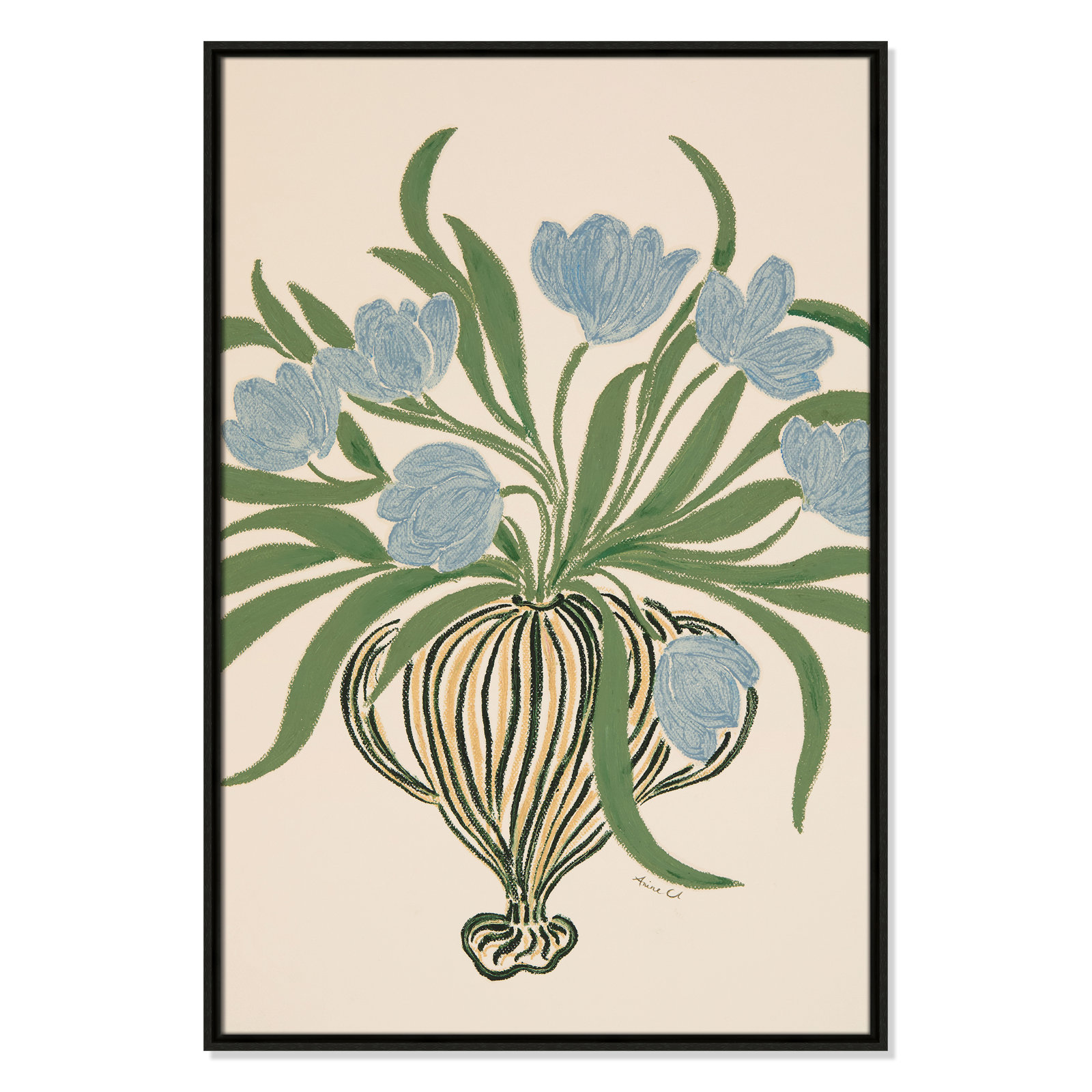 Colette "La Poire Blue Tulips" Print, Espresso, 37.5" H x 25.5" W