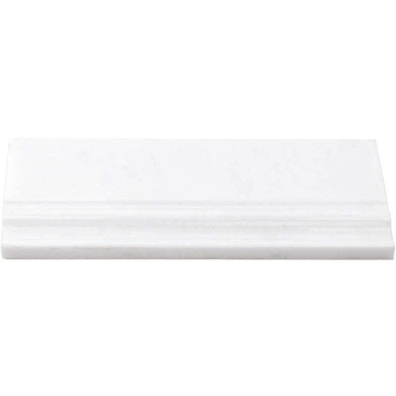 White Polished Marble Bullnose Tile Trim 12" x 4.75"