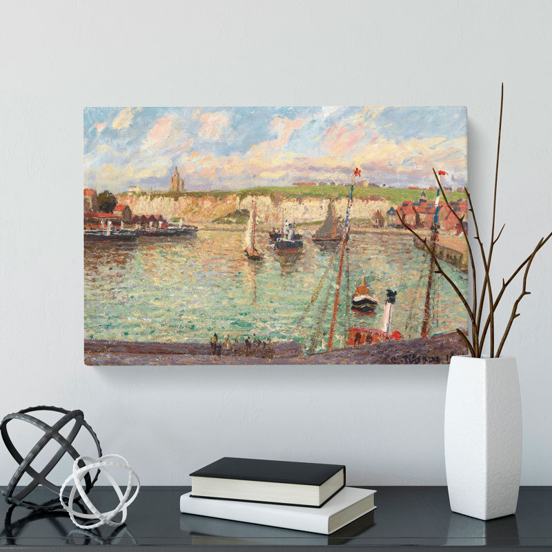 Dieppe Port by Camille Pissarro - Wrapped Canvas Painting, 40cm H x 60cm W x 3cm D