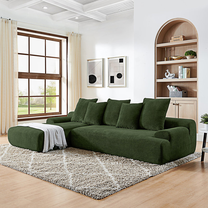 Boneless Modern Upholstered L-Shape Sectional Sofa Couch, Modular Compressed Sofa