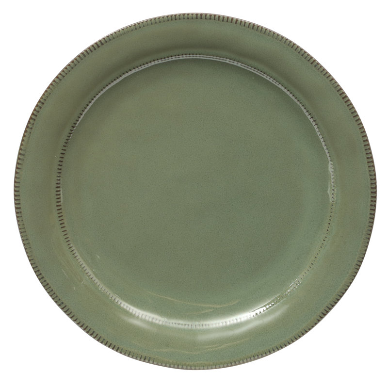 Terranea Green Ceramic Round Dinnerware Set with Reactive Glaze - Service for 4