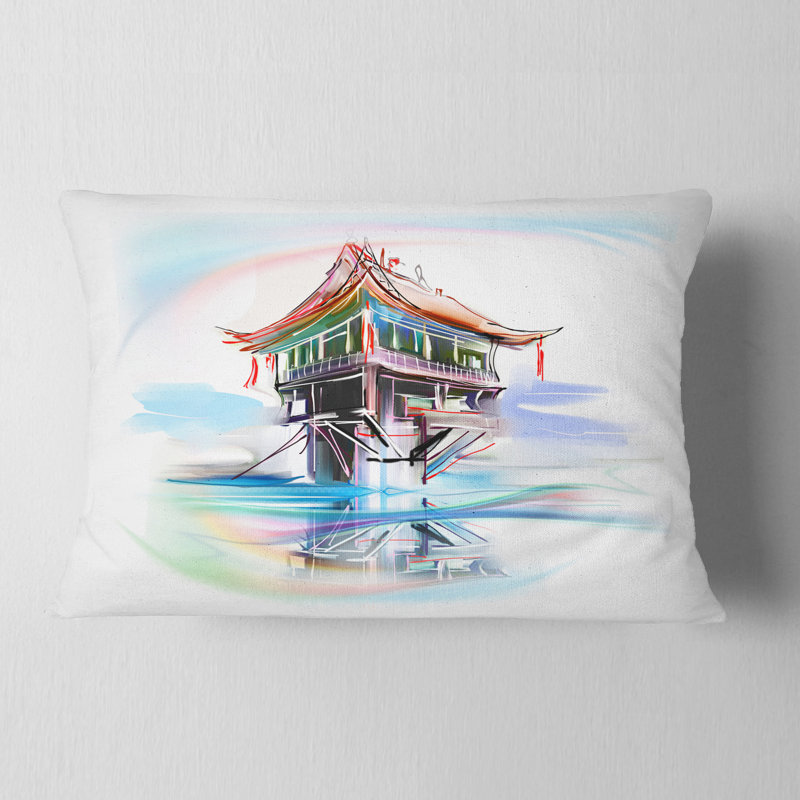 Pagode au Vietnam - coussin à imprimé paysage