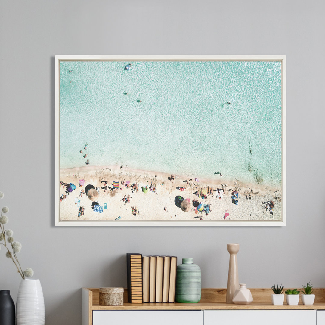 Kiranveer 'Turquoise Beach from Above 2' by Amy Peterson- Floater Frame Photograph Print on Canvas Trinx 