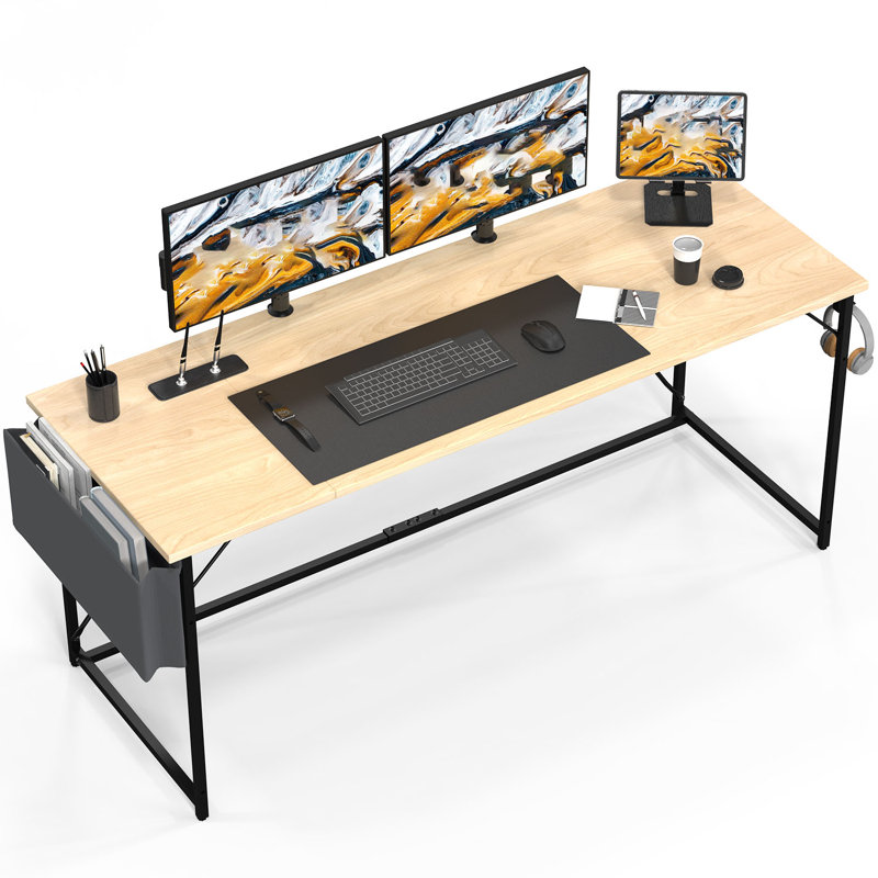 Odoaker Stainless Steel Writing Desk, 75" H x 140" W x 50" D, Brown