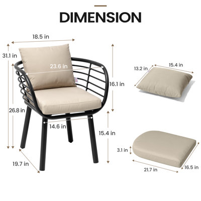 Outdoor Dining Chair With Sunbrella Cushion (Set of 3) by George Oliver