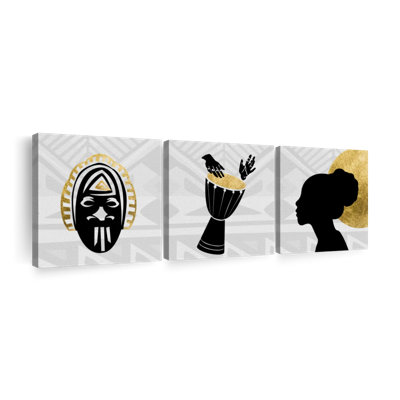 " African Masks " 3 - Pieces