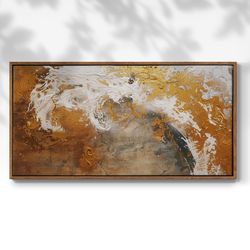 Série abstraite-CD XXXIV- Toile tendue avec châssis tendue, prête à être accrochée, H 17 po x l 33 po, Blanc