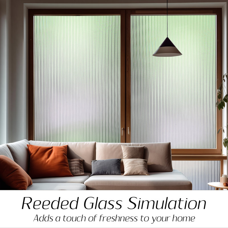 3D Striped Pattern Frosted Decorative Window Decal, 35.4" H x 78" W