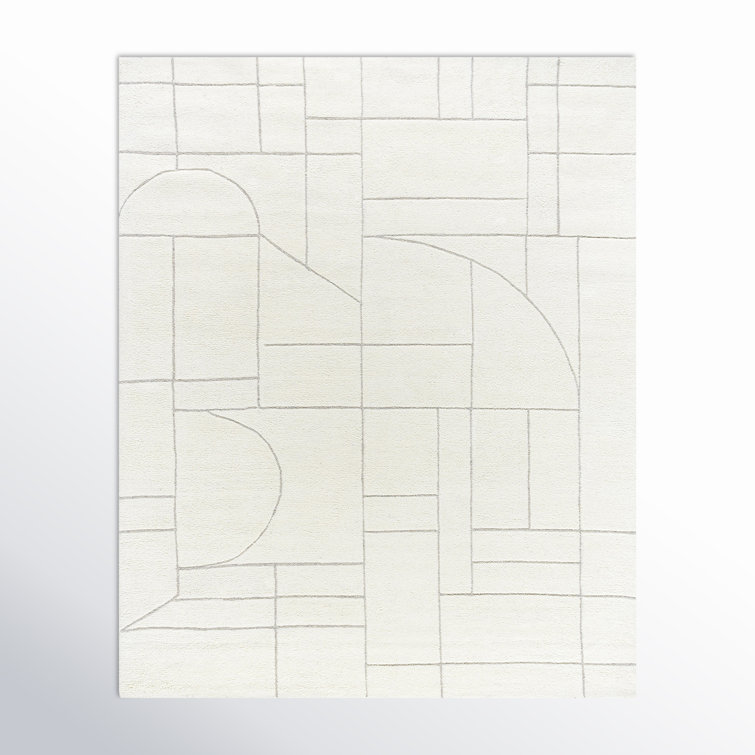 Rectangle Lorette Wool Area Rug with Non-Slip Backing