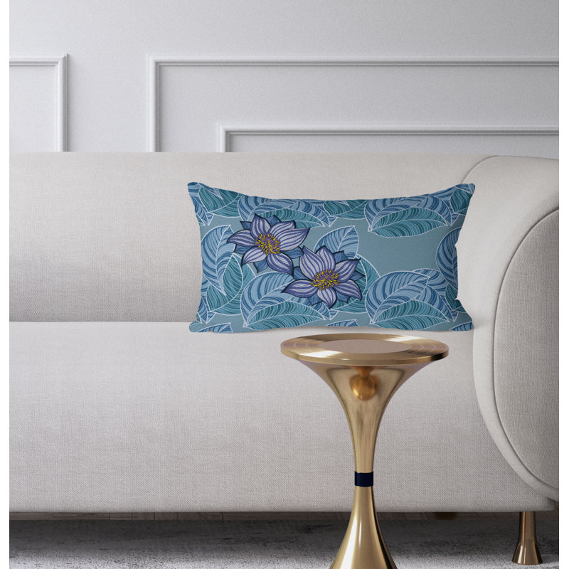 Coussin Mangnolia, Bleu / mauve