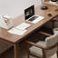 Bureau rectangulaire en bois massif brun clair-616290635