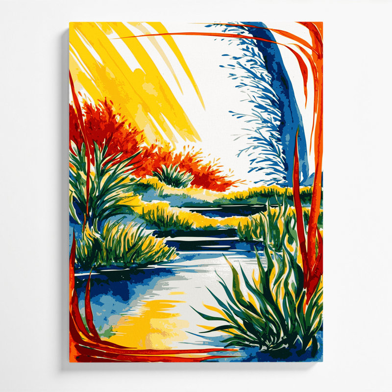 «Watercolor Landscape» 26, art mural sur toile brune