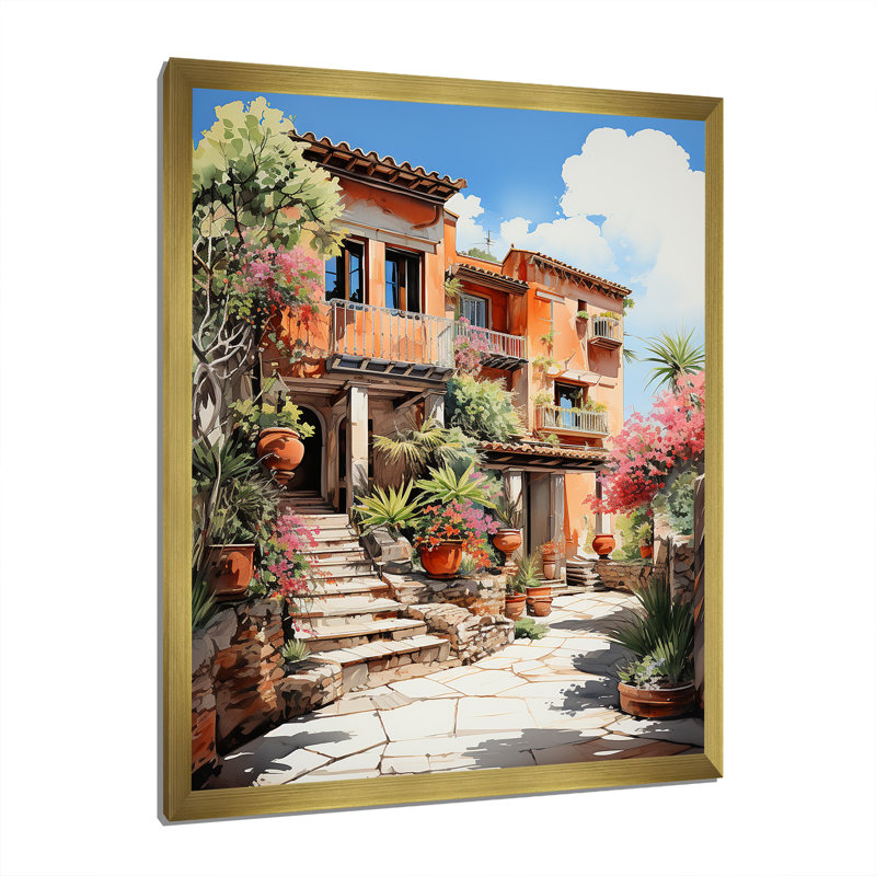 Reproduction d'art sur toile, espagnol Hacienda fauvisme I, H 20 po x l 12 po x P 1 po, Encadrement doré