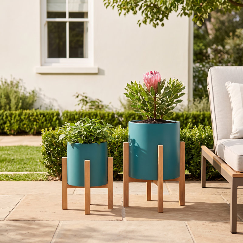 Mccoll Ceramic Pot Planter, Blue/Green
