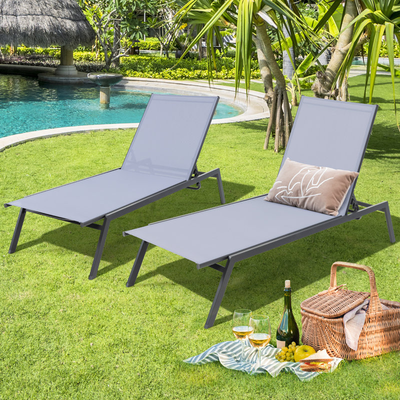 Gregale Outdoor Metal Chaise Lounge