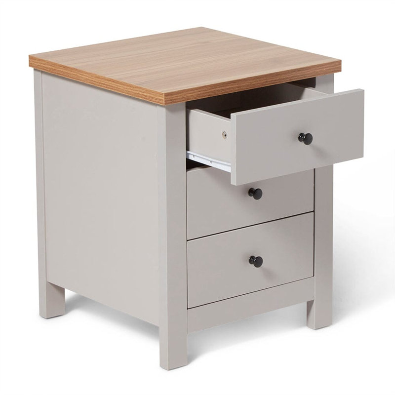 Maryhannah 45cm W Manufactured Wood Bedside Table, Stone Grey