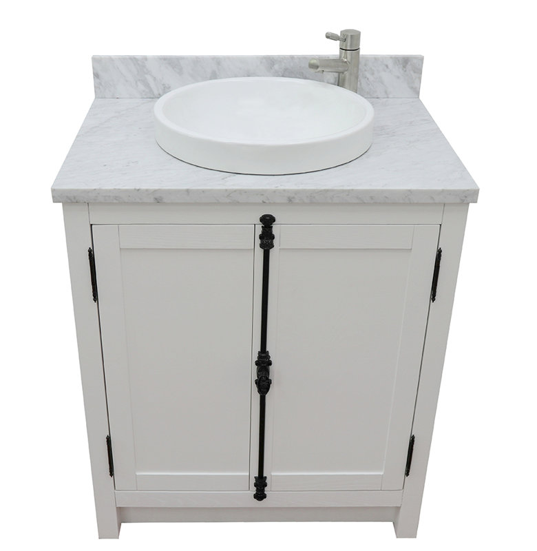 Ensemble de meuble-lavabo simple 31 po Ziemer, Glacier cendré, Marbre de Carrare blanc