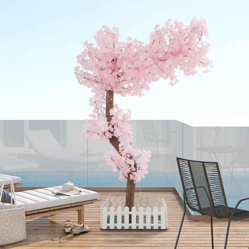 Pink Artificial Cherry Tree Fake Sakura Tree With Lights