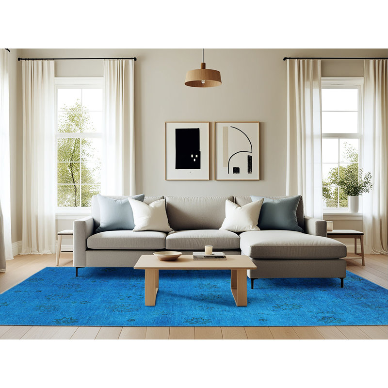 Tapis 100% Mid-Century moderne lavable à la machine 2449, Rectangle 6 pi x 9 pi