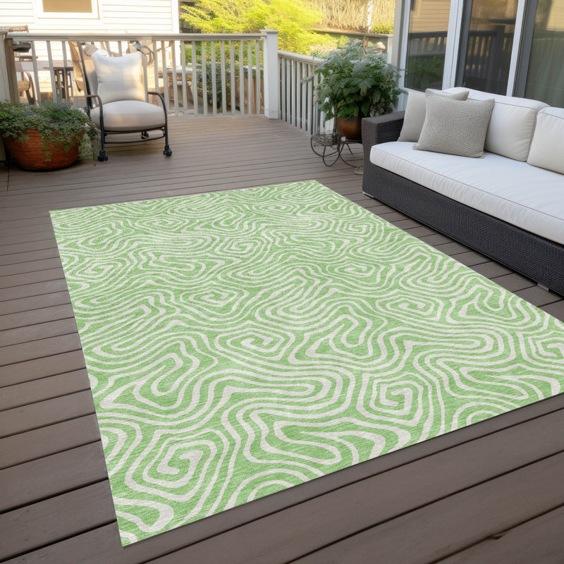 Tapis vert lavable intérieur / extérieur Raya , 2 pi 6 po x 3 pi 10 po