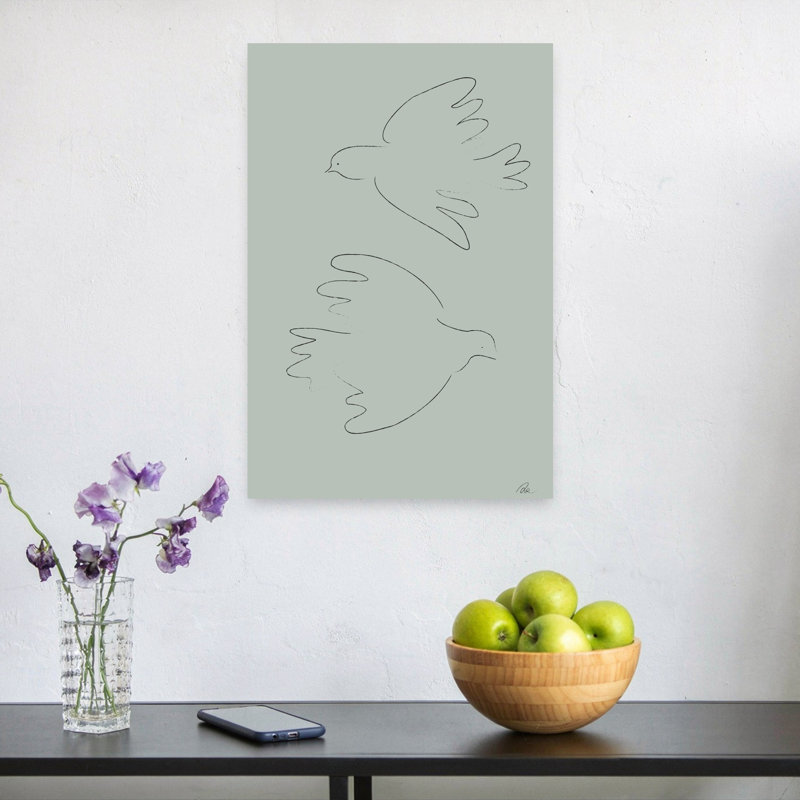 Flying Peace Doves Minimalist Bird Wall Art Print by Pictufy Studio II - Print, 60.96cm H x 40.64cm W