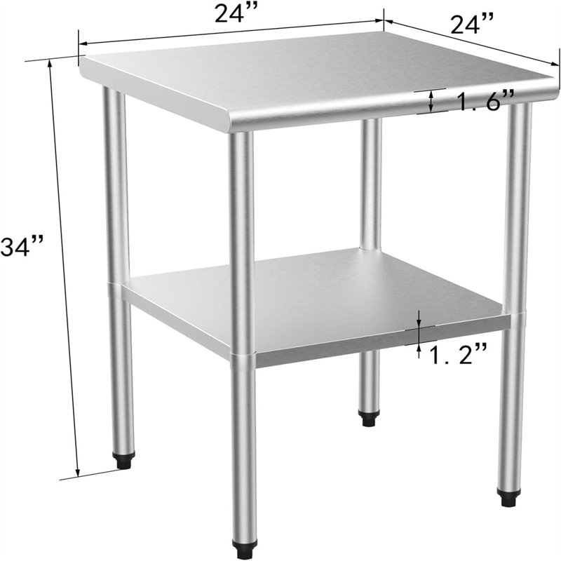 Postes de préparation en acier inoxydable L 24 po x l 24 po x H 34 po Winado