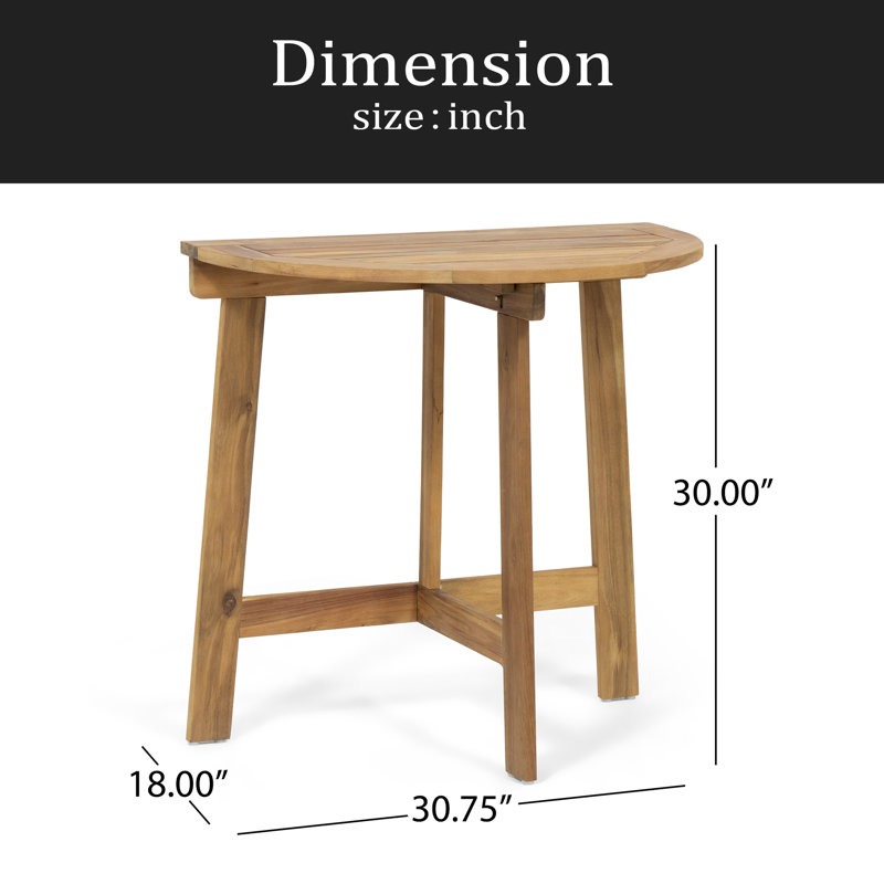 Table bistro pliante d'extérieur en bois d'acacia