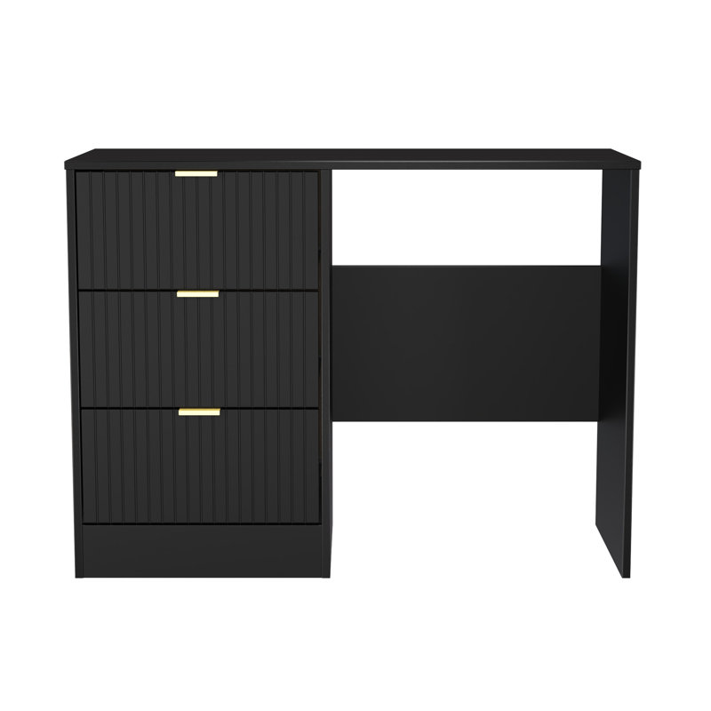 Berklie 3 Drawer Vanity (Ready Assembled), Deep Black/Black Matt
