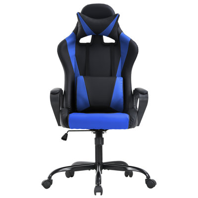 Gaming Chair Office Chair Desk Chair Swivel Rolling High Back PU Leather Executive PC Adjustable Massage Racing Computer Chair With Lumbar Support Hea by Inbox Zero
