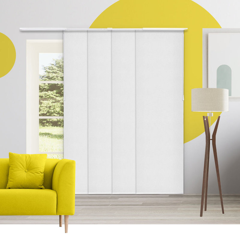 Adjustable Vertical Sliding Panel Track Blinds, Melrose White