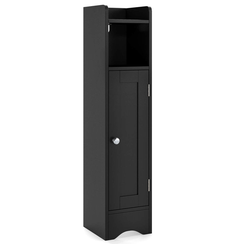 Meuble de rangement pour salle de bain avec porte porte-papier hygiénique pour petits espaces , Noir