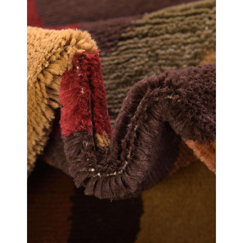 Cafe Performance Brown/Red/Gray Rug, Octagon 7' x 7'