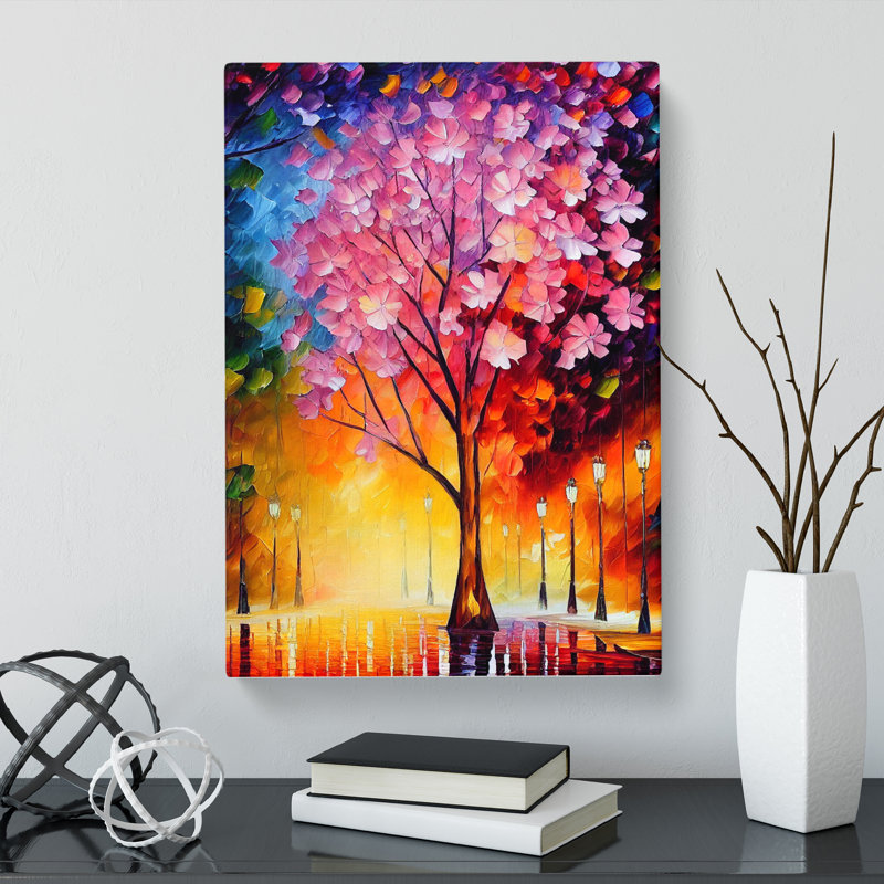 Cherry Blossom Tree in Colour - Wrapped Canvas, 76cm H x 50cm W x 3cm D