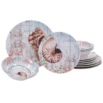 Certified International Sanibel 12 Piece Melamine Dinnerware Set, Service for 4