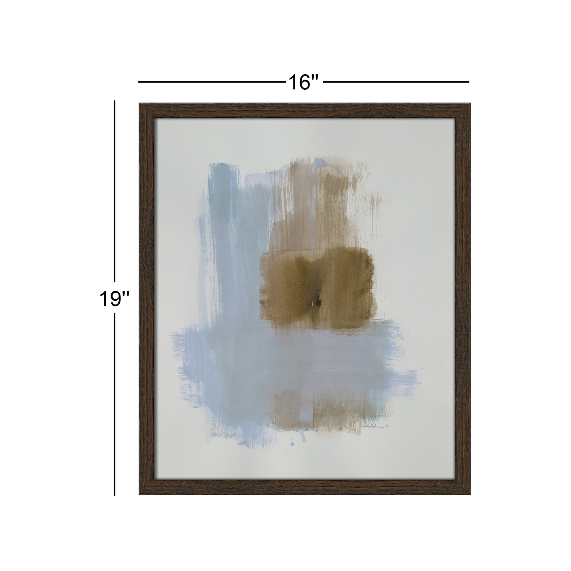 Powder Room Wash IV by Casa Fine Arts, Walnut Slim Frame Unmatted, 19" H x 16" W x 1.25" D  