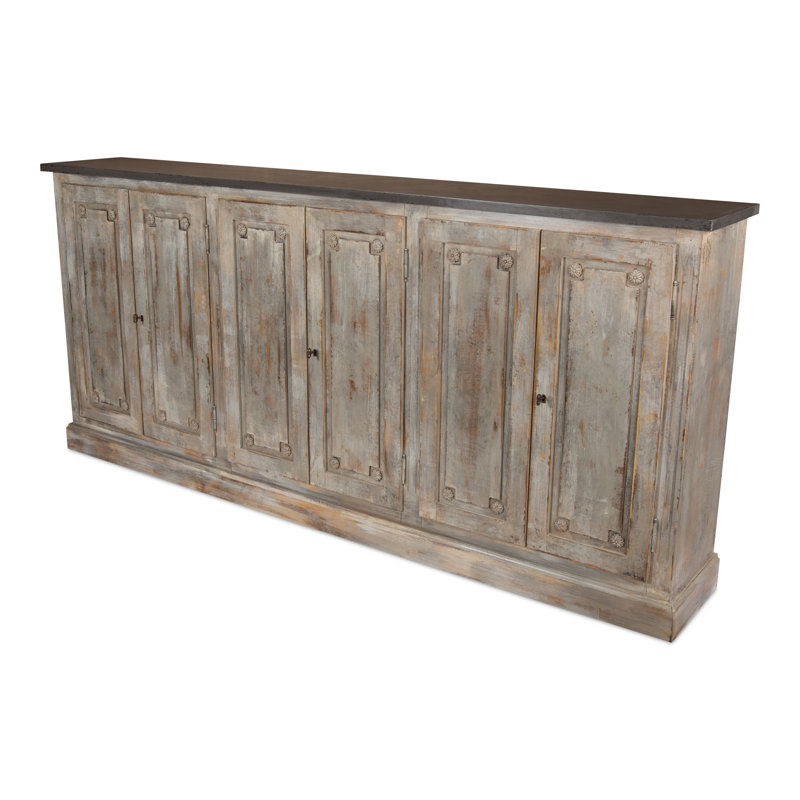 Pagnano 96'' Solid Wood Sideboard, Gray Oak/Stone Gray